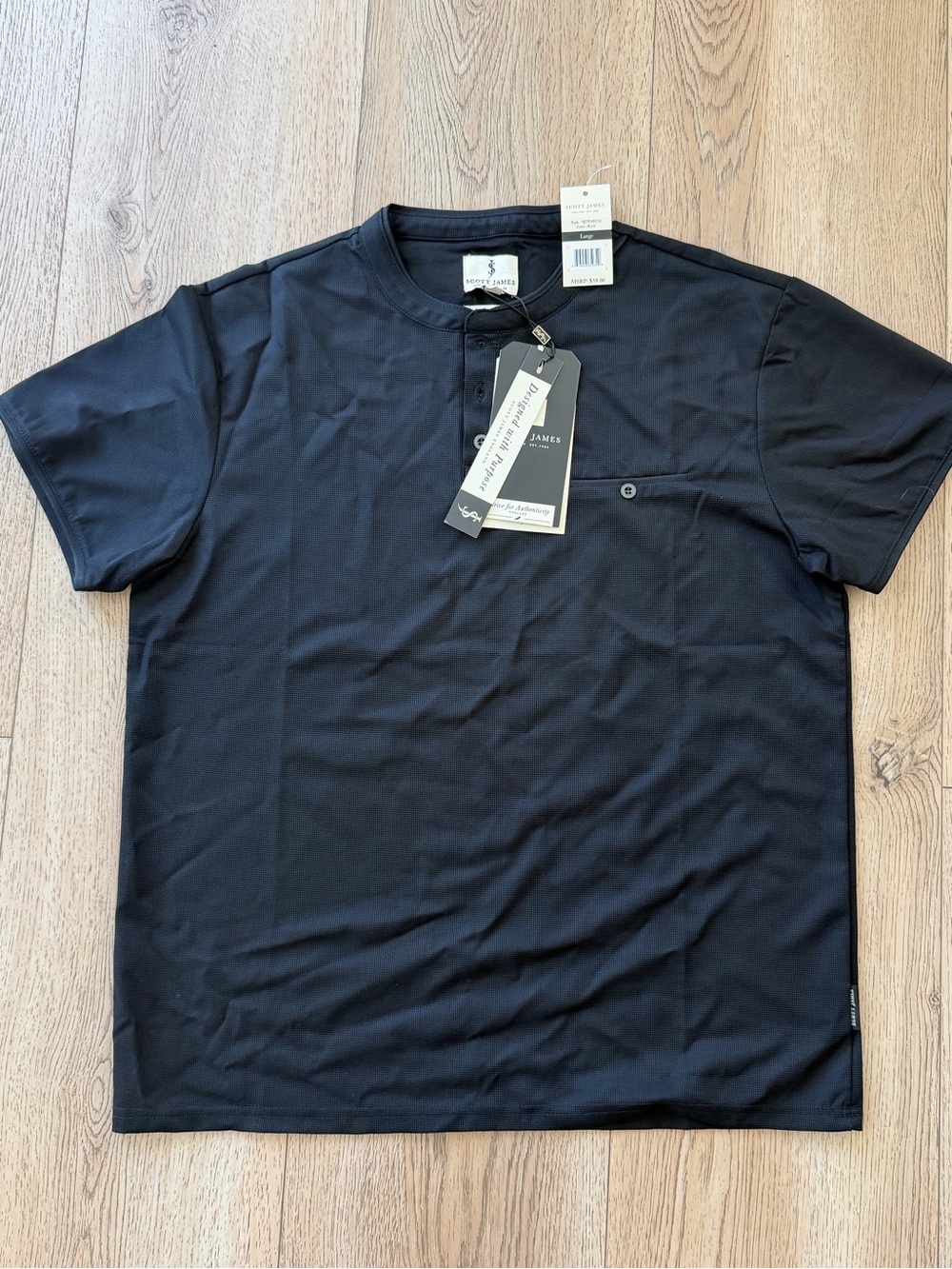 James Perse Black Short-Sleeve Henley Tee
